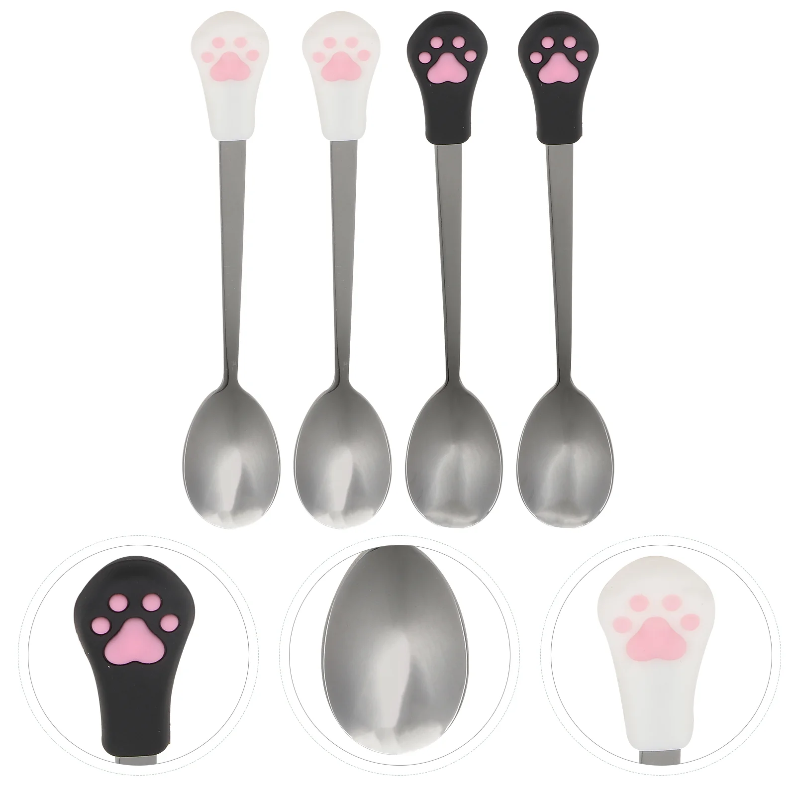 

Spoon Catdog Pet Can Stainless Steel Scoop Clawspoons Canned Wet Paw Treat Dessert Silicone Utensils Feeding Rustic Mixing
