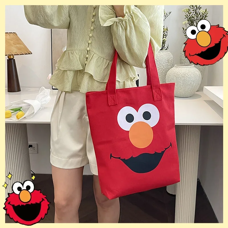 Сумки на плечо Улица Сезам холщовая сумка с рисунком Элмо большая вместительная