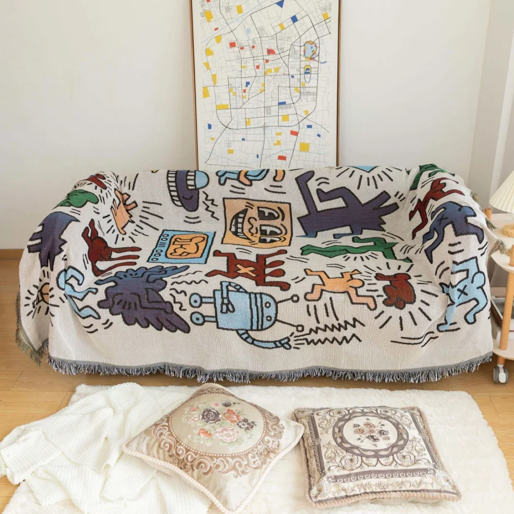 Large Living Room Decor Graffiti Background Curtain Soft Portable Buffet Picnic Party Table Cloth