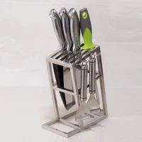 stainless steel knife holder with 2 hooks 6 slot chef slicing chopping cleaver knife stand black knives storage rack block