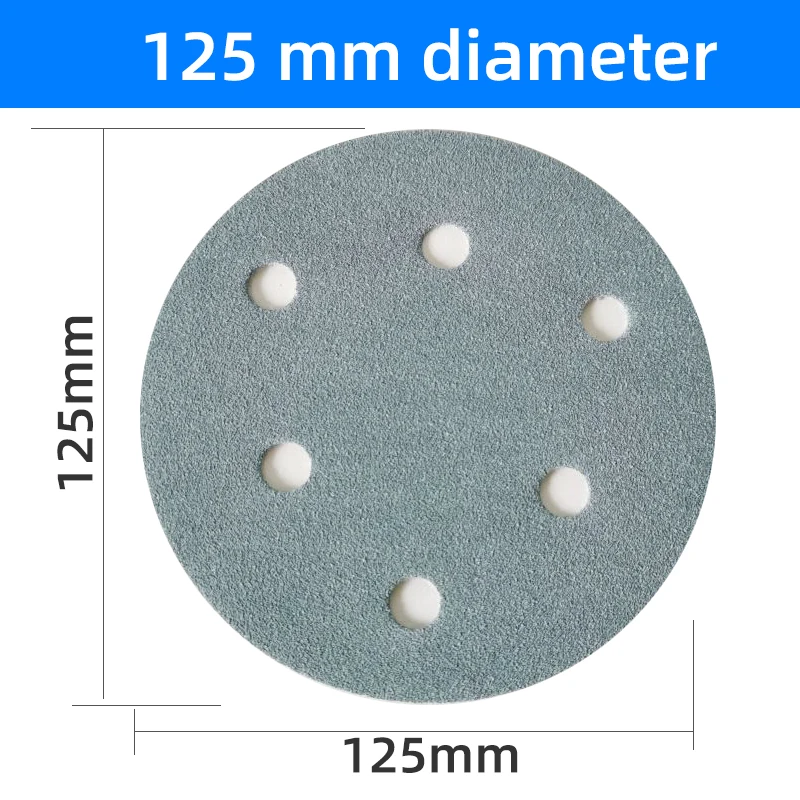 ATPRO 5 Inch 6-Holes Grit 80-400  Light Blue Dry Sanding Paper Discs for Hook & Loop Festool Sanding Pad Sander Accessories