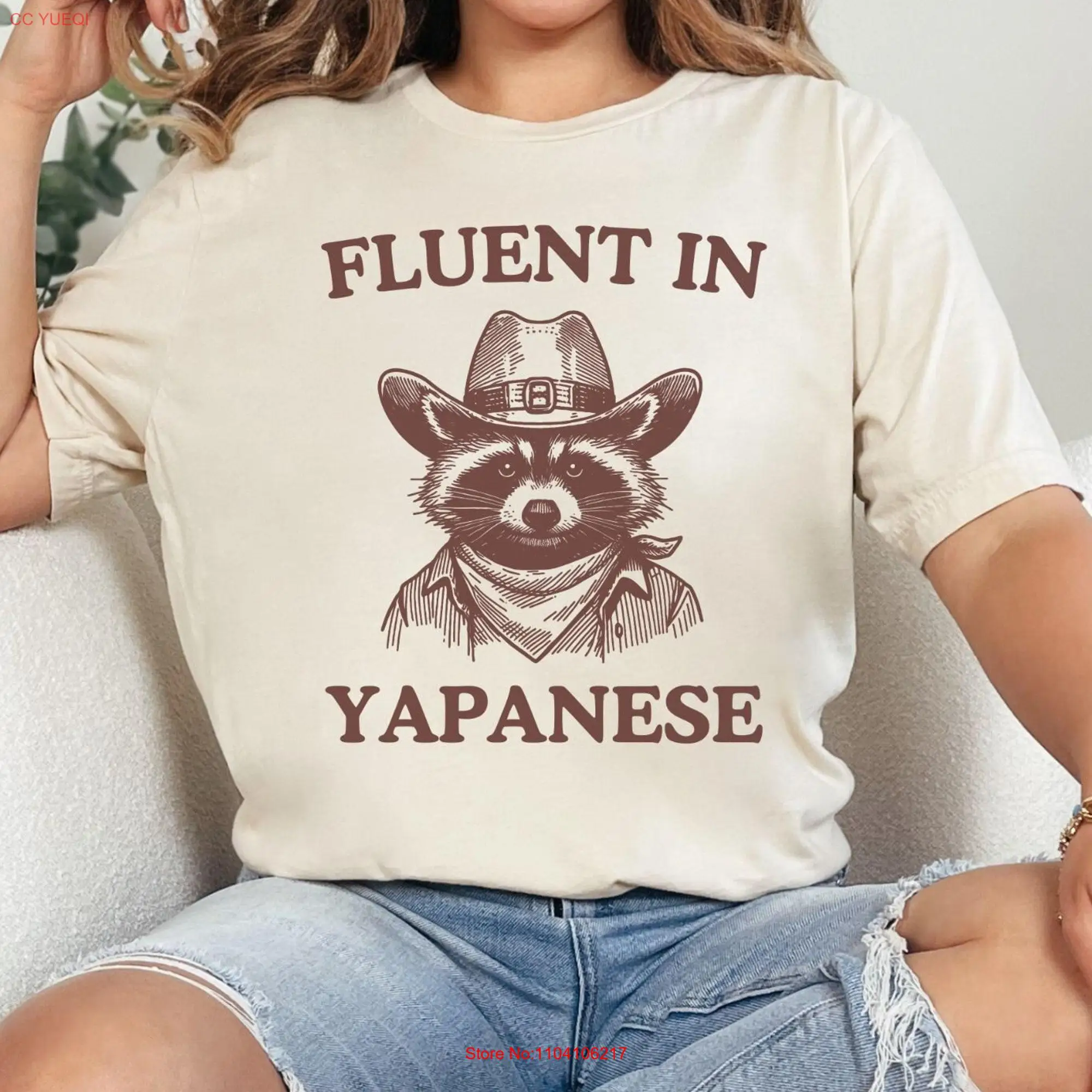 Смешная футболка беглом в Yapanese с мемом мусорная панда саркастическая енот