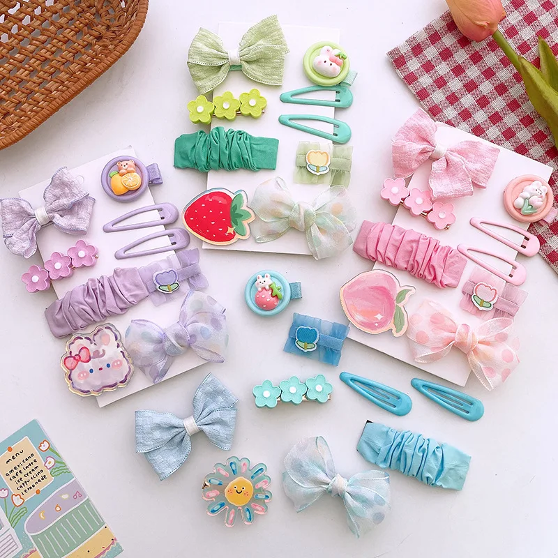 

9 шт., заколки для волос с бантом и цветами