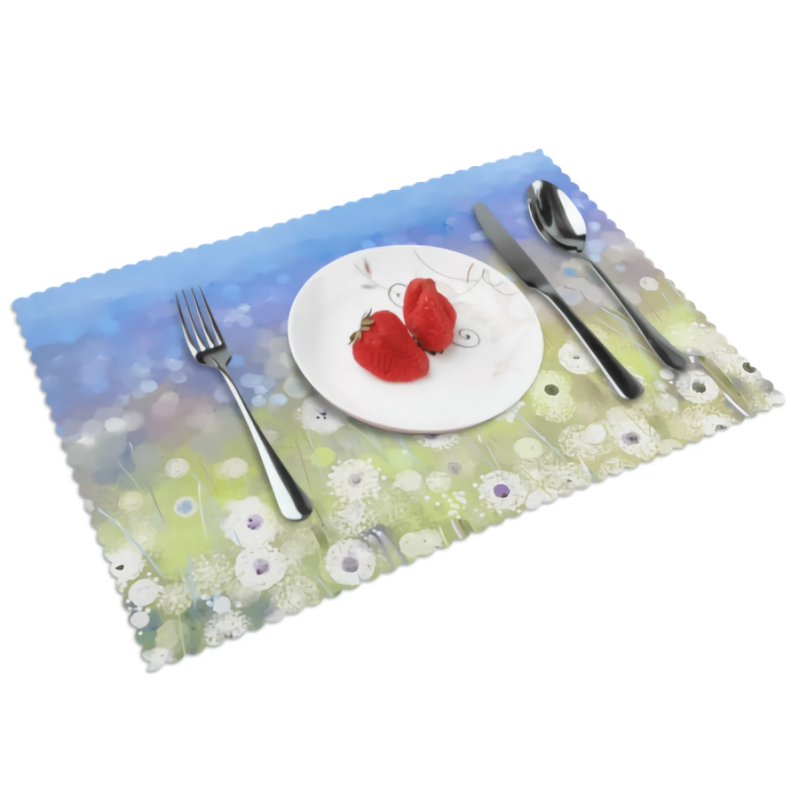 

Abstract Dandelion Flower Placemats Cute Small White Floral Placemat Set of 4 Heat-Resisting Non Slip Table Mats