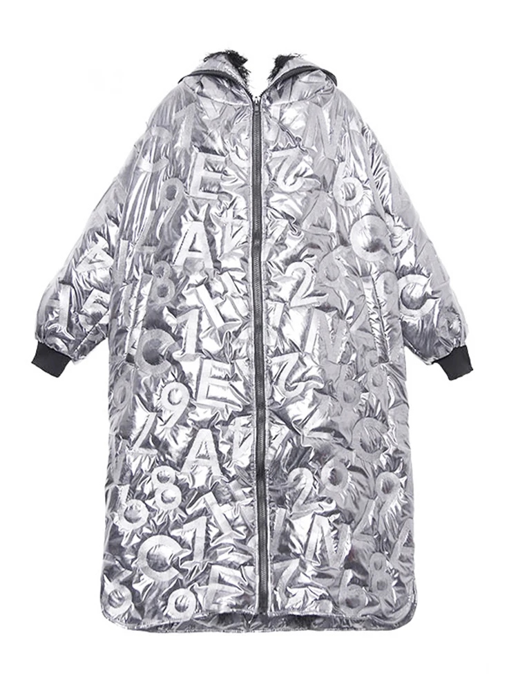 XITAO Personality Winter Coat Women Letter Pattern Streetwear Parka Tide Brand Loose  Women Clothes 2019 New DMY1754
