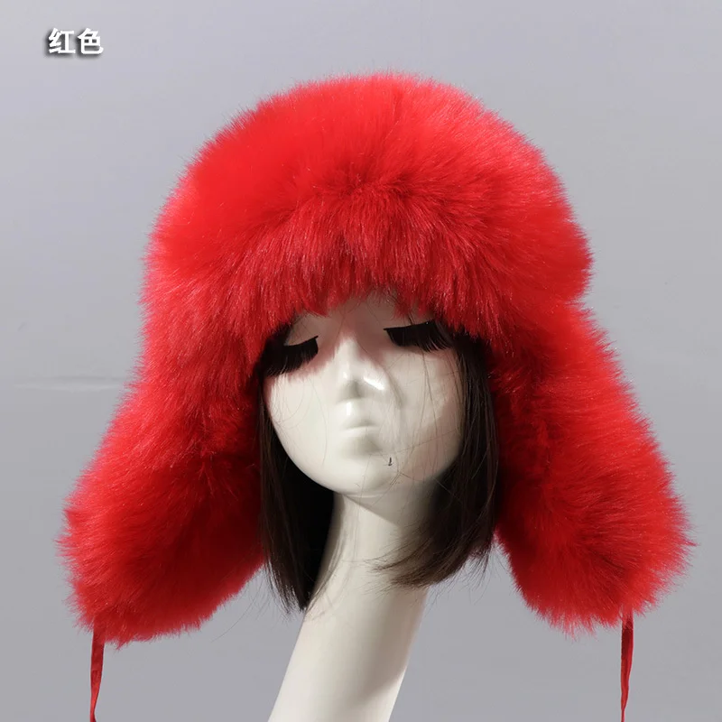 

Шерстяная Шапка Lei Feng Женская утолщенная теплая шерстяная шапка для защиты ушей зимняя шапка из искусственного меха лисы модная северо-восточная