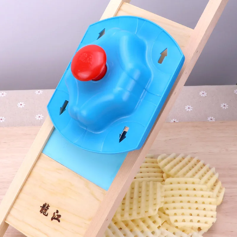 Wooden Potato Grid Slicer Vegetable Grater Corrugated Net Ch