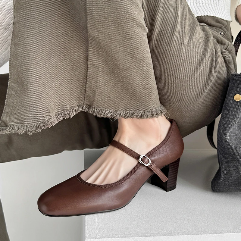 Женские туфли-лодочки 6 см туфли Мэри Джейн на каблуке элегантные весенне-осенние