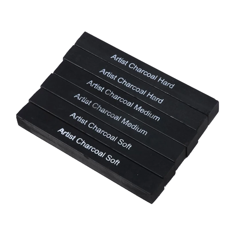 

New Compressed Charcoal Sticks for Sketching Soft Medium Hard Sketch Kits Tools for DIY Art Project Students Teachers 6 Pack