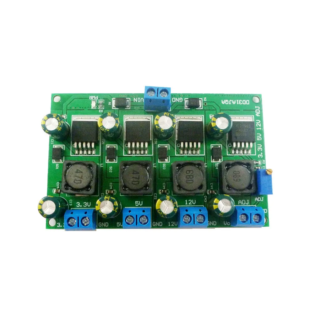 

3A 4 Channels Multiple Switching Buck Power Supply Module 3.3V 5V 12V ADJ Adjustable Output DC-DC Step-Down Converter Board