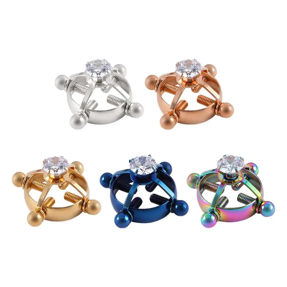 

Sexy Round Screw Non Piercing Women Body Jewelry Zircon Nipple Ring Nipple Clamps Breast Ring