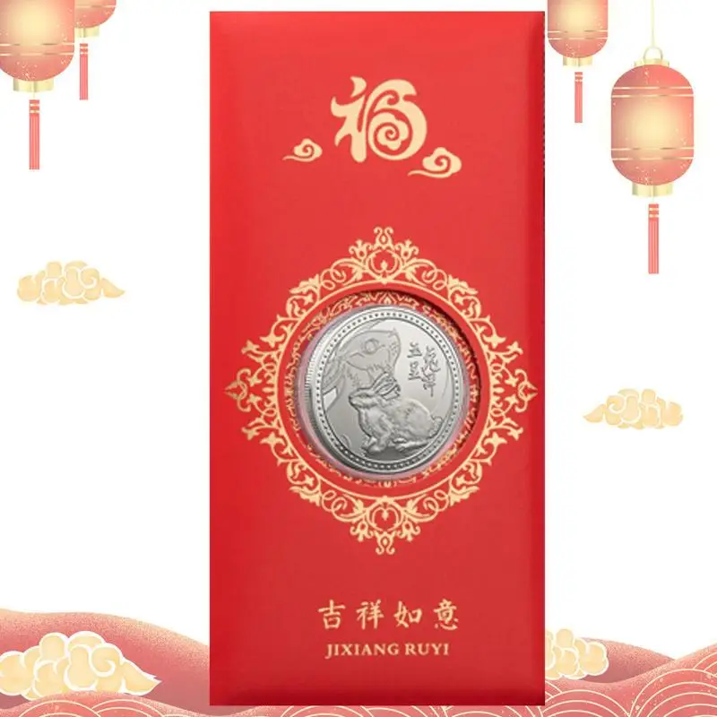 

Chinese Red Envelopes 2023 Good Luck Red Chinese Envelopes For Money With Commemorative Coin Blessing Souvenir For Chinese