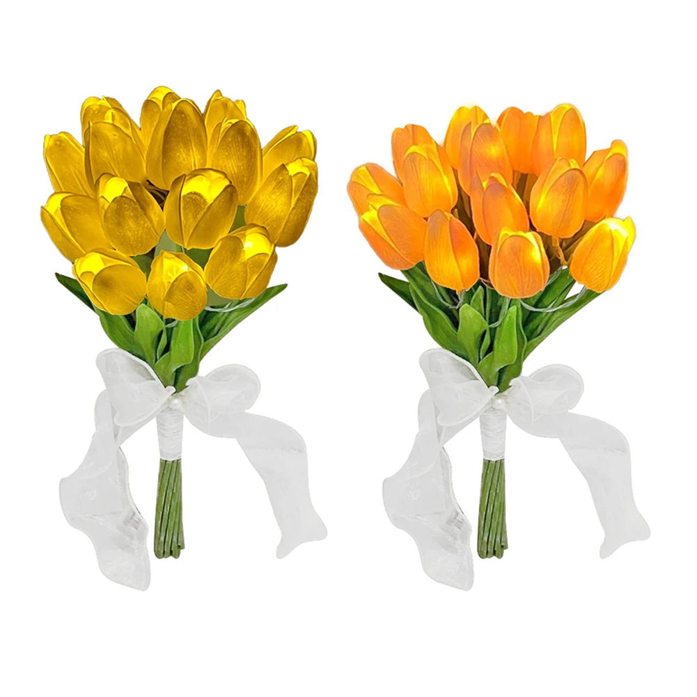 

Tulips Artificial Flowers LED Night Light Hotel Bedroom Bedside Wedding Real Touch Banquet Gift Living Room Garden Home Decor