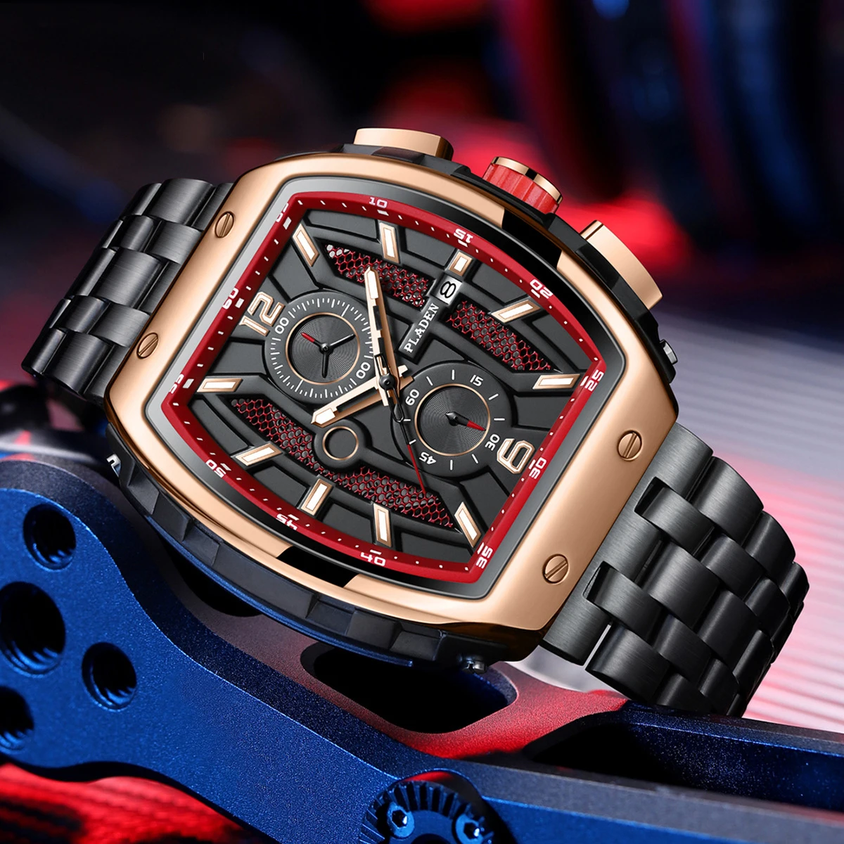 Брендовые часы спортивные деловые винная бочка календарь светящееся изогнутое