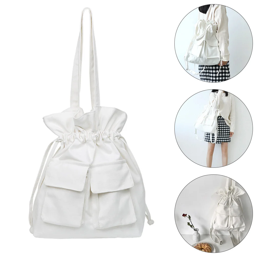 

Backpack Bag String Canvas Drawstring Laptop Computer Travel Students Cinch Storage Cotton Pockets Multi Function Bags Outdoor