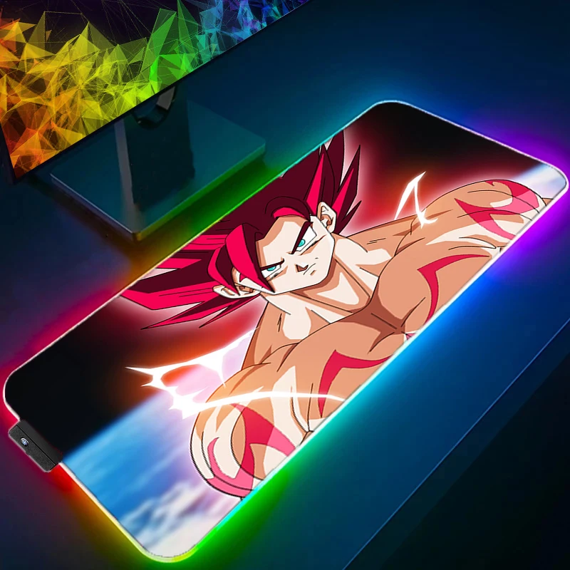 

Computer Desk Accessories DBZ Dragon Ball Z Gaming RGB Mouse Pad Xxl Mouse Mat Anti-skid Game Mat Cool Luminous Laptop Mousepad