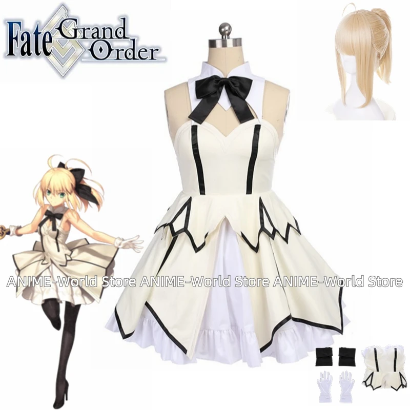 

Anime Fate Grand Order Saber Lily Cosplay Costumes Dress Wig Any Size