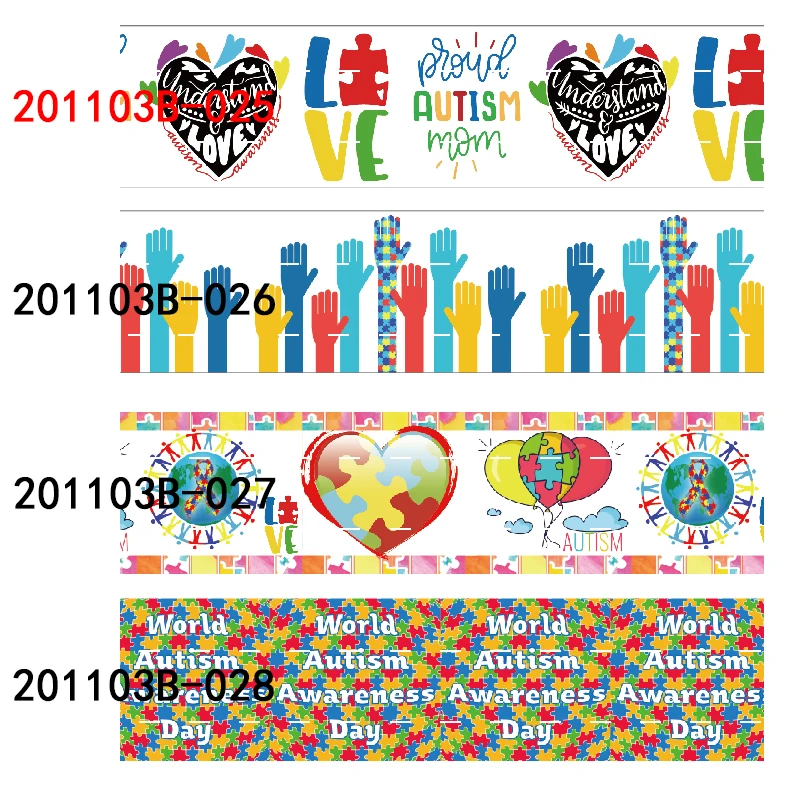 

World Autism Awarenes Day Grosgrain Ribbon for Bows DIY Craft Decoration Materials 10yards
