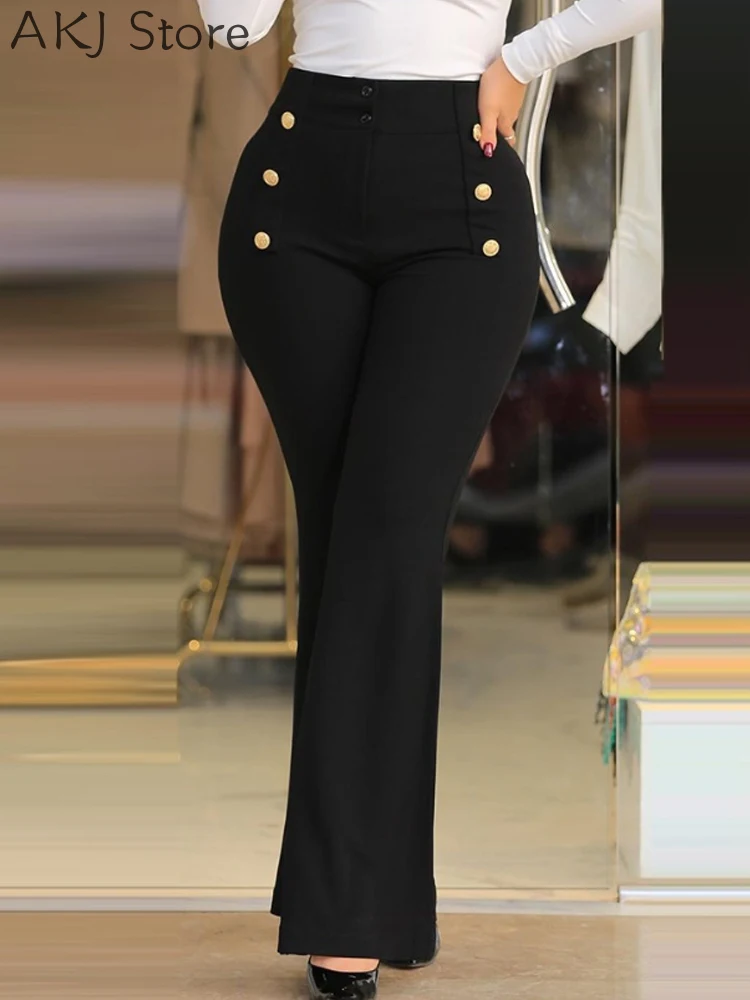 

Женские Элегантные рабочие брюки на пуговицах с высокой талией