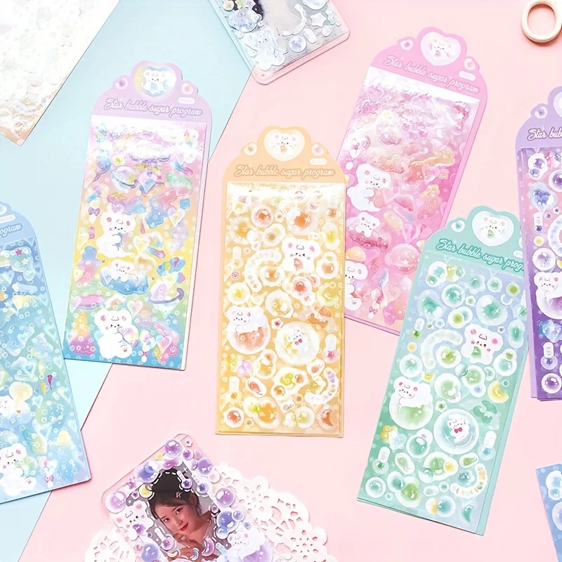 

MOHAMM 2 Sheets Cartoon Colorful Animal Art Paper Sticker for Scrapbooking DIY Decorative Material Collage Journaling