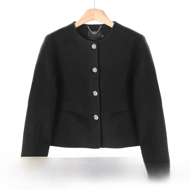 499% шерсть [Mo Qi] Зимняя одежда Высокий вид с круглым вырезом Короткие двусторонние