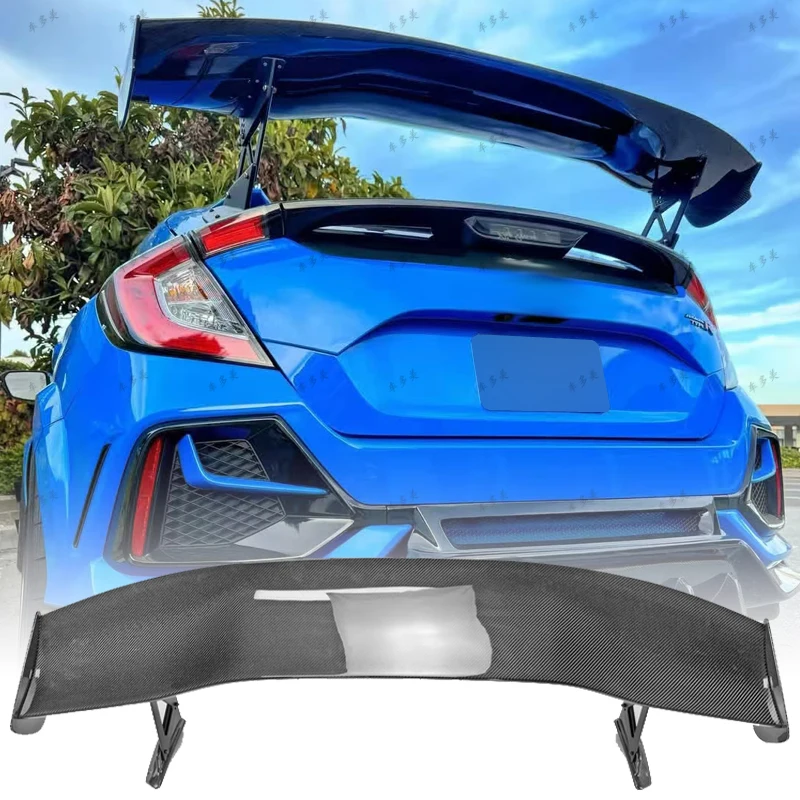 Фото Для Honda Civic FK4 FK7 FK8 TypR 5-дверный хэтчбек 2016-2021 Высококачественный спойлер из настоящего углеродного волокна на заднее крыло автомобиля, багажник, губа №4