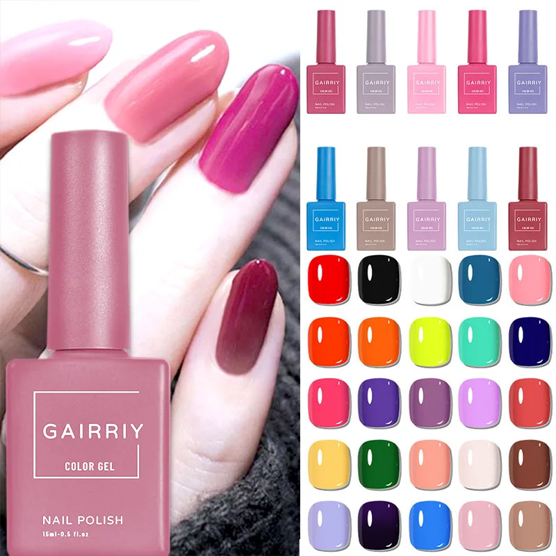 

60 Colors Gel Nail Polish, 15ml Colored Nail Paint Nail Varnish Professional Nail Salon Semi-Permanent Soak Off UV Gel Polish