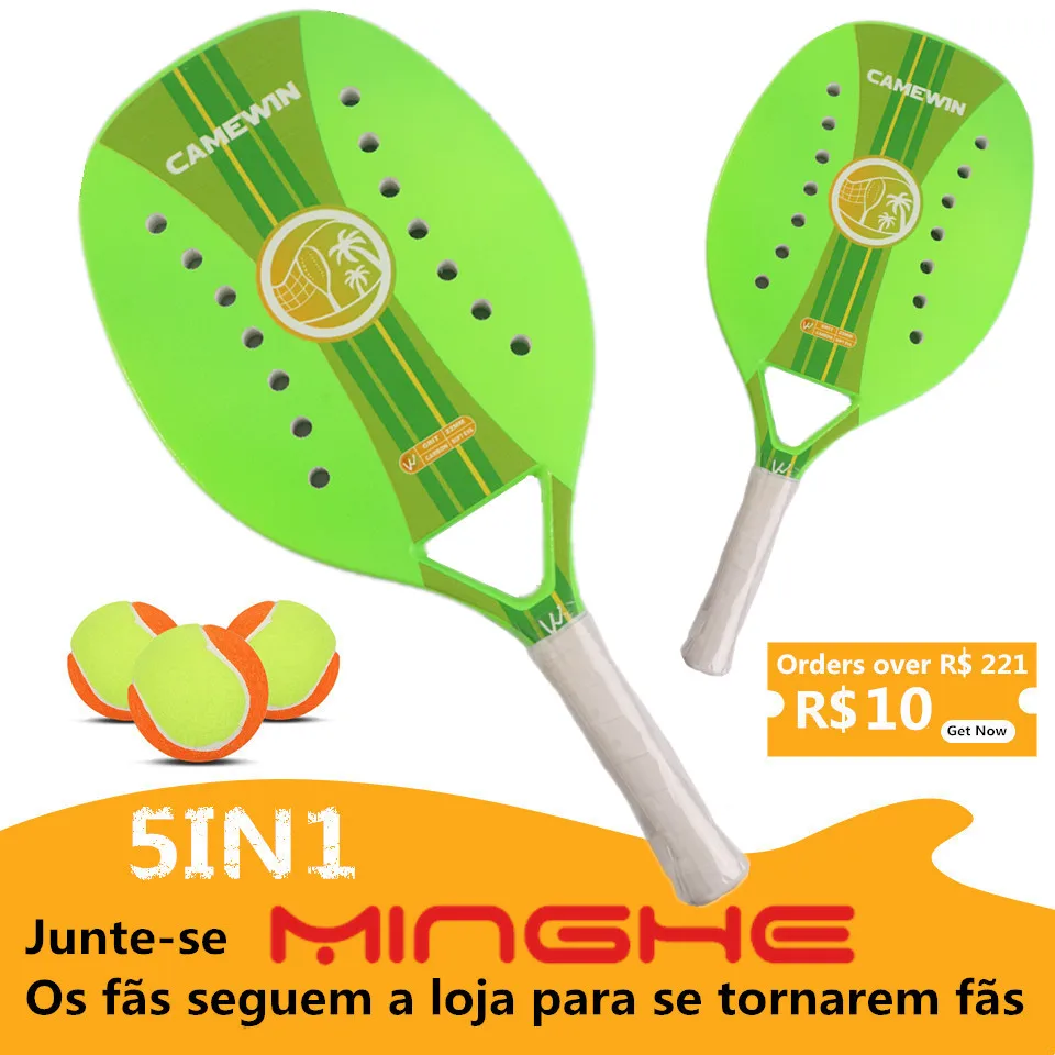 

Новая зеленая профессиональная ракетка для пляжного тенниса из углеродного волокна EVA, эластичный материал может использоваться с пляжным ...