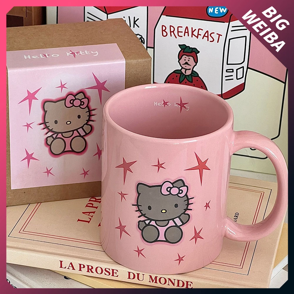 

Hawaii Hellokitty Star Pink Ceramic Mug Coffee Milk Breakfast Mug Beverage Cup High Quality Exquisite Packing Girl Birthday Gift