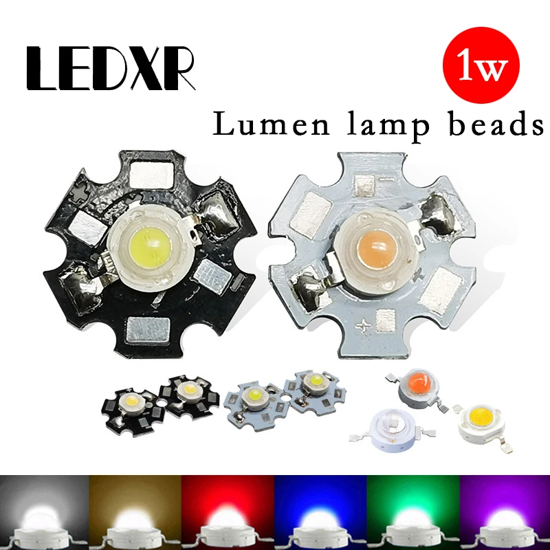 

1W high power red/yellow/blue/green/white/warm white/cool white/UV/full spectrum LED emission lamp + 20mm Star PCB