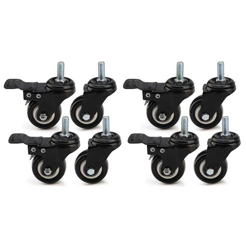 

8 X Heavy Duty 50Mm PU Swivel Castor Wheels Trolley Furniture Caster