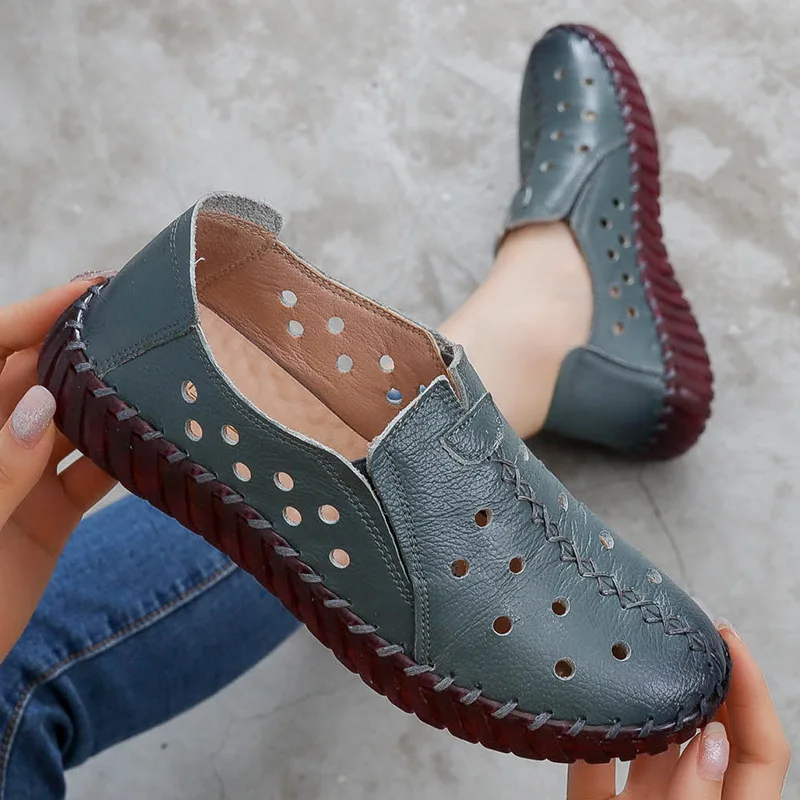 

Comemore 2023 Summer Leather Shoes Loafers Fashion Women's Flats Comfortable Handmade Pregnant Women Shoes Woman Tenis De Mujer