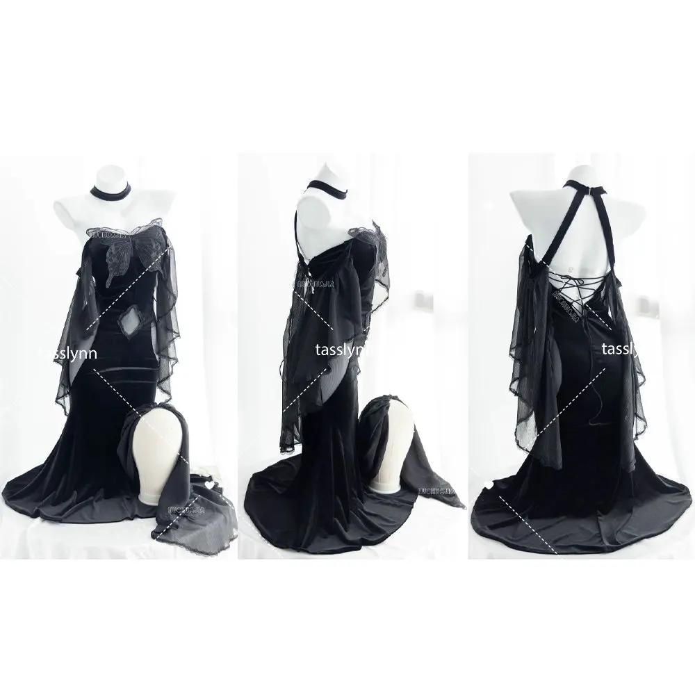Аниме Косплей Overlord Albedo костюмы суккубус платье черное русалки Хэллоуин для
