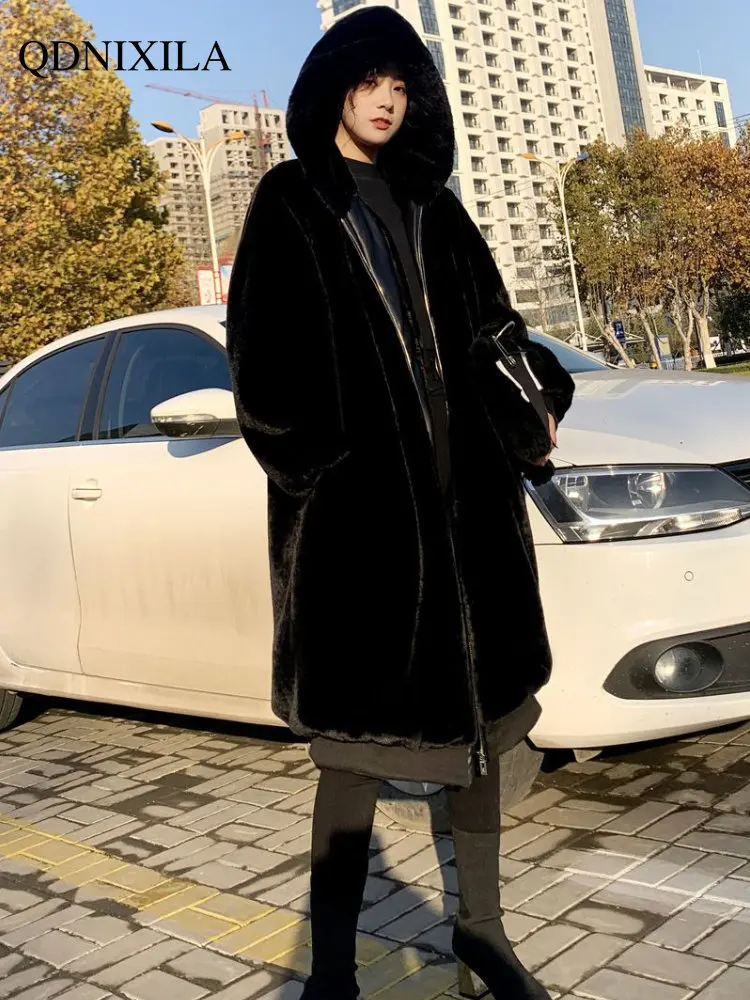 Winter Coat for Women Fur Coat 2022 New Fur Medium Long Style Overcoat Double Faced Thick Faux Fur Coat New In Outdoor Clothes