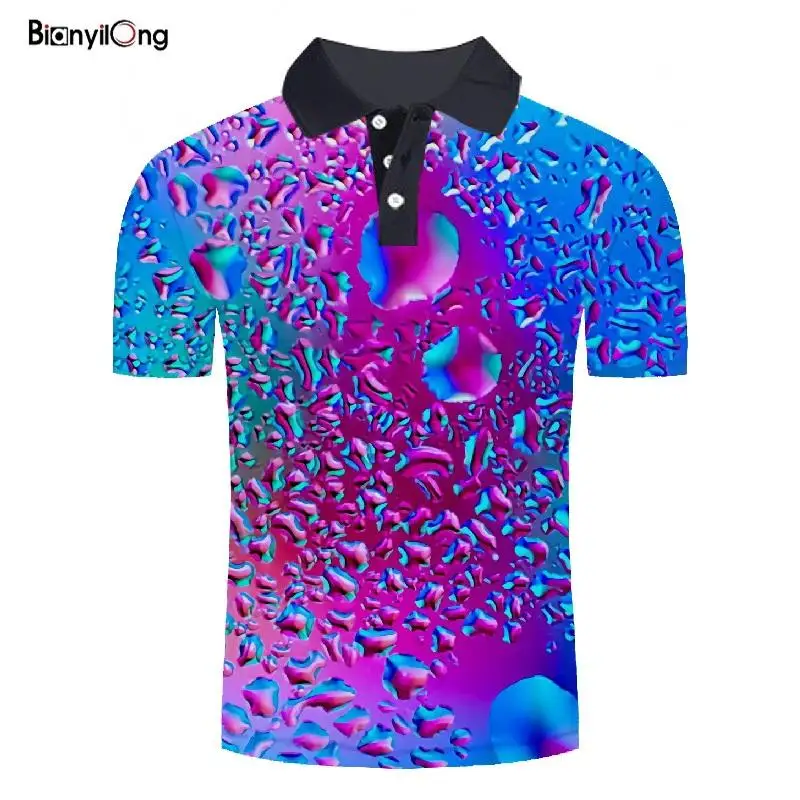

2022 New polo shirt men Fashion Men's Clothing Colorful water drops 3D Printing Shirt Man Summer Tops&tees Short Sleeve polo