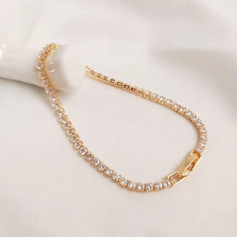 

Elegant And Luxurious Fairy Finished Chain Bracelet Zircon Bracelet Round Sparkling Zirconium DIY Craft Jewelry Making Supplies