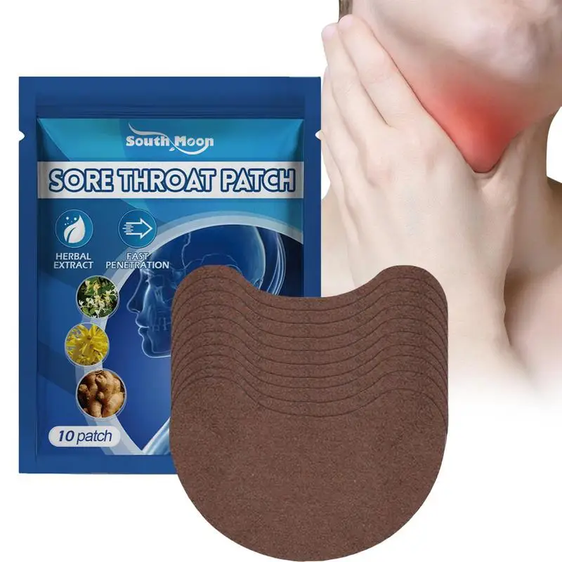 

10pcs Sore Throat Patches 10pcs Herbal Soothing Plaster Throat Anti Inflammation Stickers Body Health Care For Children Adults