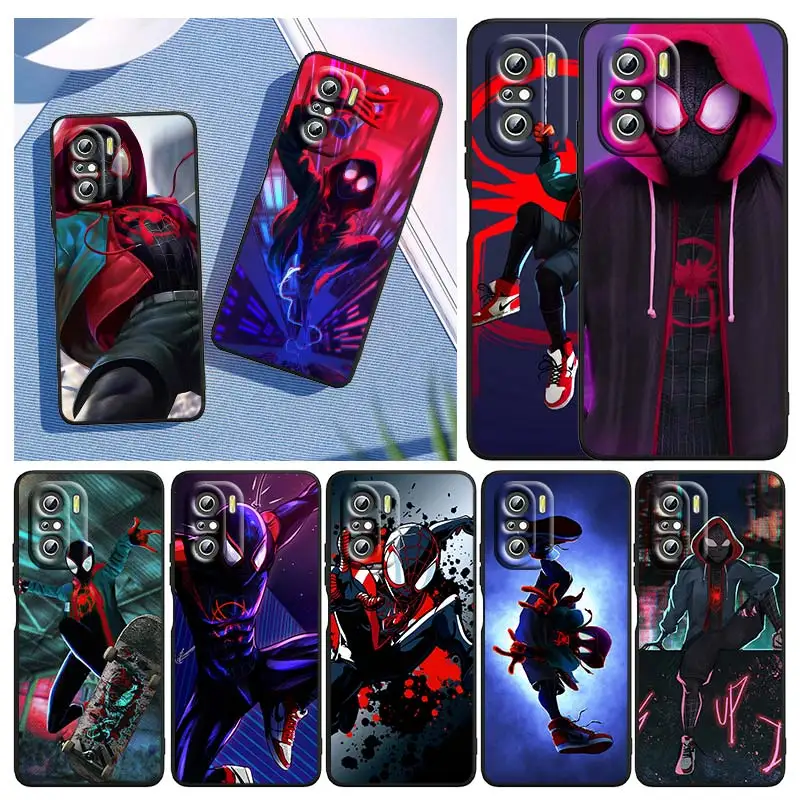 

Marvel Super Spiderman For Xiaomi Redmi Note 10S 10 K50 K40 Gaming Pro 10 9AT 9A 9C 9T 8 7A 6A 5 4X Black TPU Phone Case