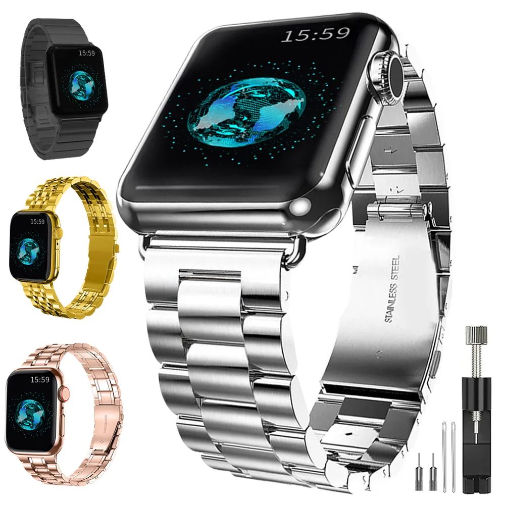 

Ремешок металлический для iWatch 8 7 6 SE 5 4 3, браслет из нержавеющей стали, совместимый с Apple Watch Band 38 мм 40 мм 41 мм, 42 мм 44 мм 45 мм 49 мм