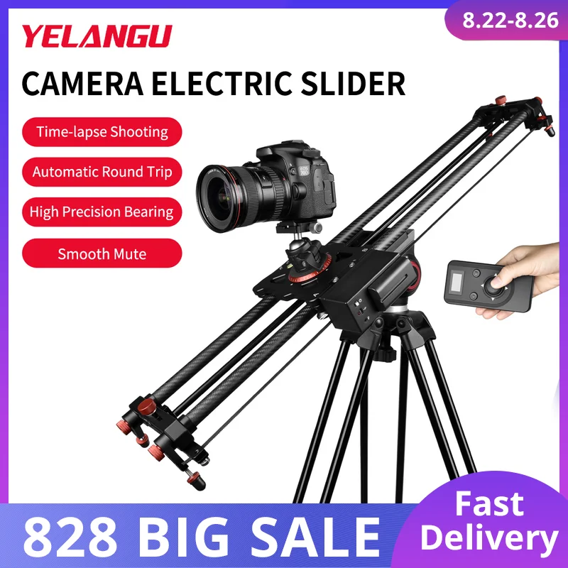 

YELANGU Professional Wireless Control Remote Camera Slider Motozied Video Carbon Fiber Track Rail with Mute Motor Time Lapse
