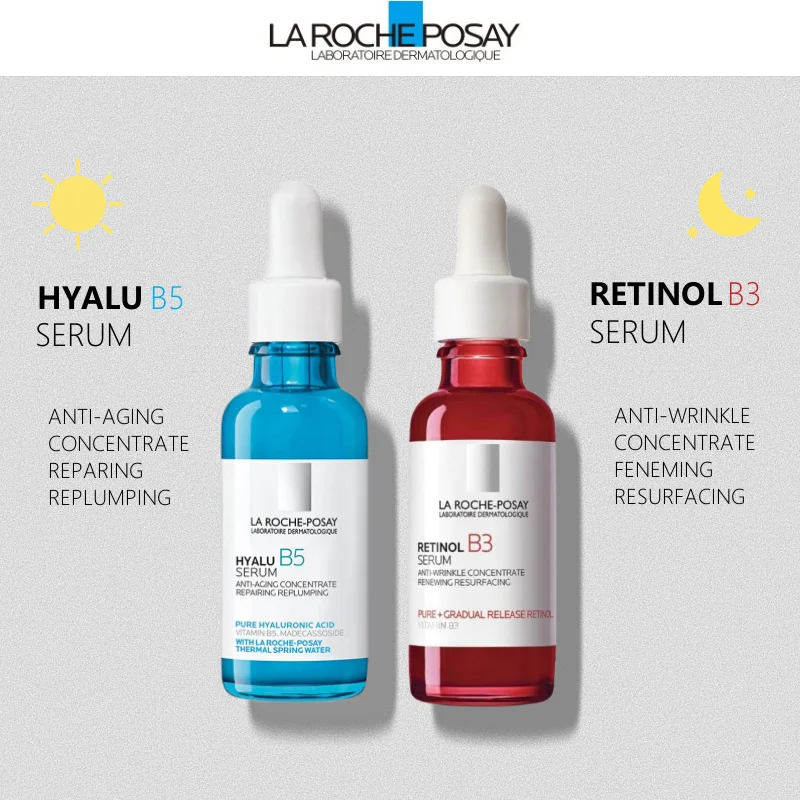 

2PCS La Roche-Posay Hyalu B5 / Retinol B3 Serum Set Anti Aging Day&Night Facial Serum Anti-Wrinkles Smoothing Soothing Skin 30ml