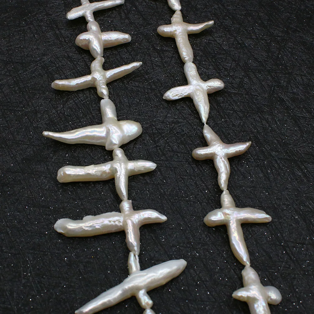 Natural Freshwater Pearl Beads Cross Shape Horizontal Hole Beads for Fashion Jewelry Making DIY Necklace Earrings Accessories