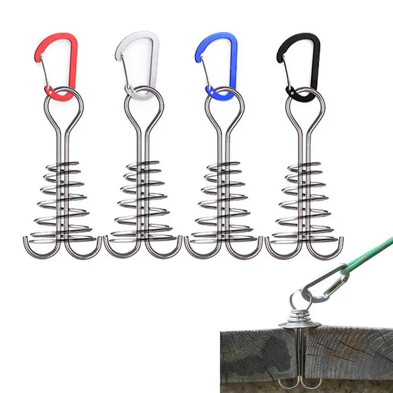 

Camping Tent Spring Buckle 4Pcs Tent Spring Buckle Heavy Duty Stainless Steel Wire Spring Hooks Deck Peg Tarps Tents Wire Racks