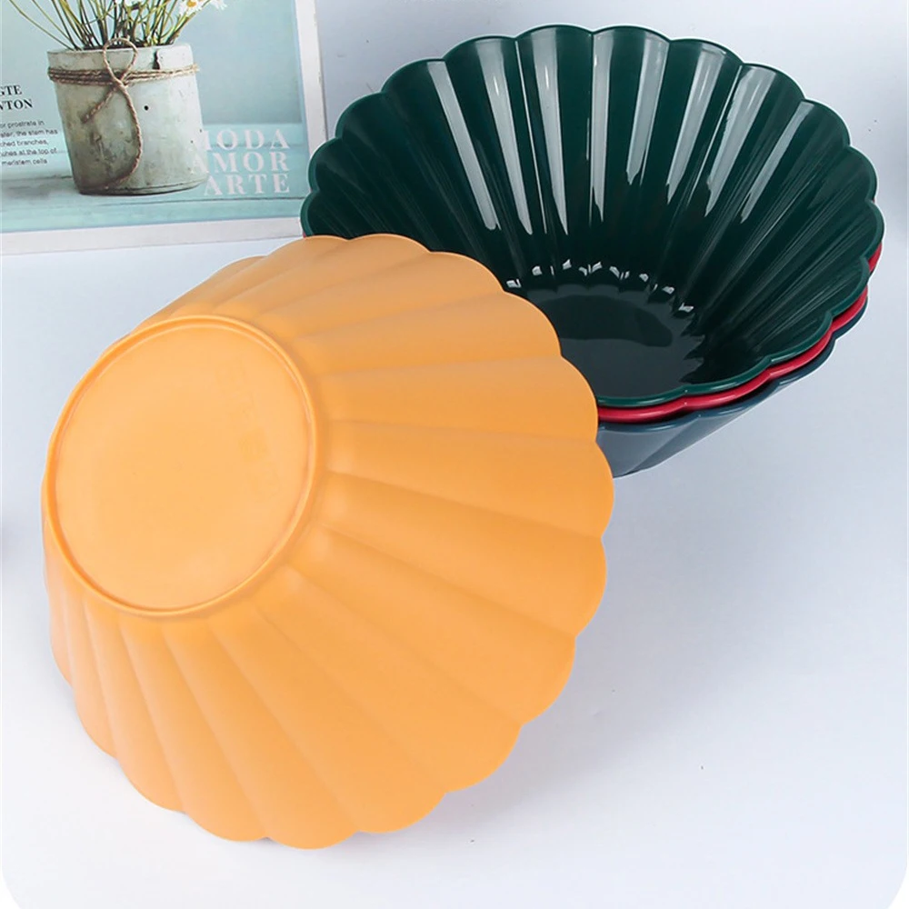 

1pc Nordic Style Cutlery Bowl Fruit Salad Bowl Plastic Home Kitchen Hot Pot Dish Multi-use Vegetable Bowl Kitchen Tableware