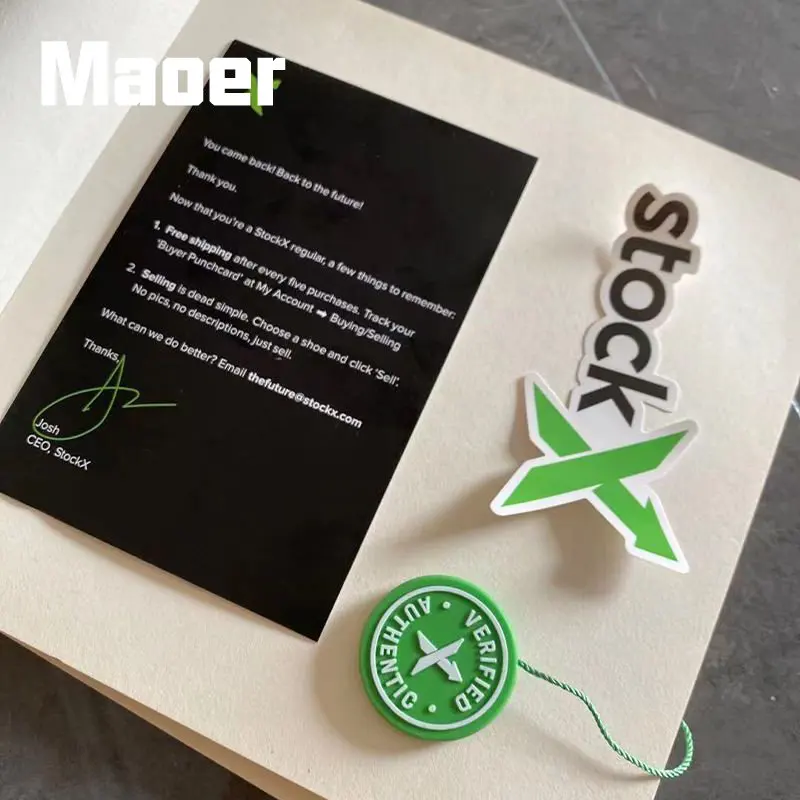 

Brand shoe accessories 1 sets StockX Tag Green Circular Tag Rcode Stickers Flyer Plastic Shoe Buckle Verified X Authentic Tag