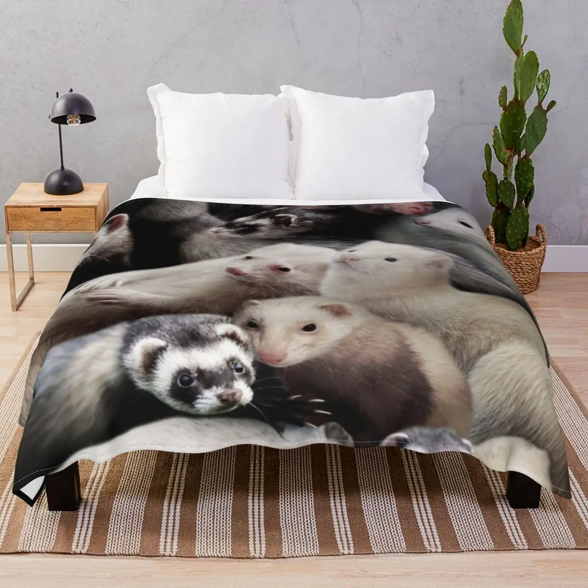 Ferrets Blanket Flannel All Season Soft Throw Blankets for Bedding Home Couch Travel Office