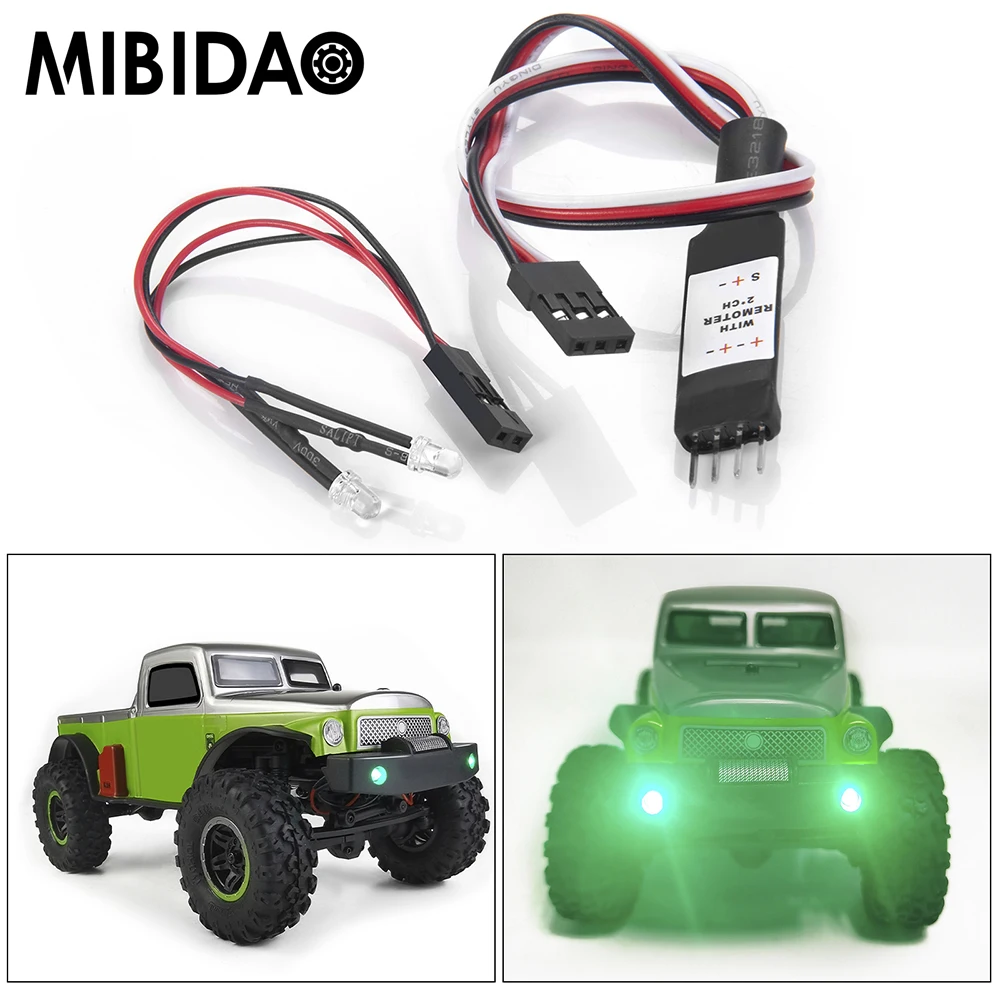 Mibidao RC LED Lights Headlights Spotlight with Light Controller for Axial SCX24 AXI00004 1/24 RC Crawler Car Decoration Parts