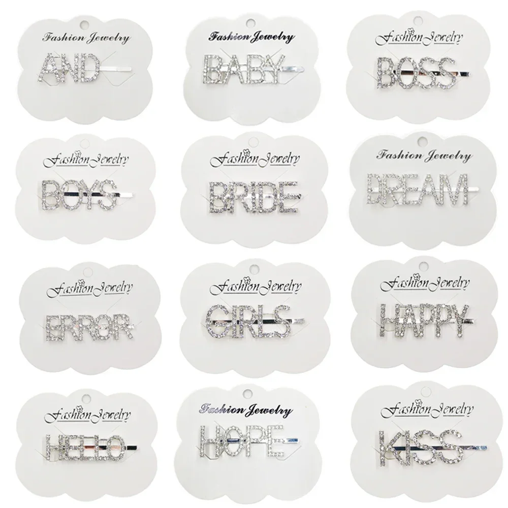 Заколки для волос с надписью QUEEN женские серебристые шпильки со стразами