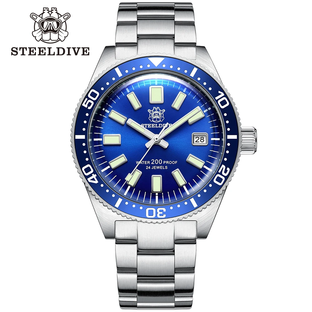 

STEELDIVE 62Mas New Men's Dive Watch 200M Automatic Men Mechanical Watch NH35 Ceramic Bezel Sapphire Luminous relógio masculino
