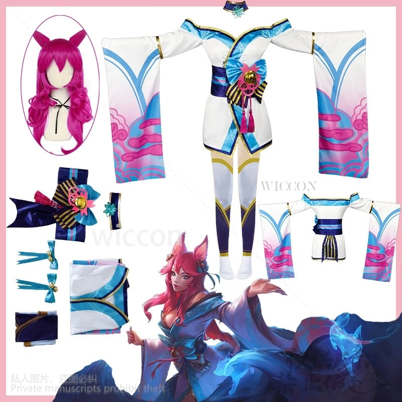 Аниме игра League Of Legends LOL Косплей Ари Костюм Дух Цветущее Платье Лолита Парики